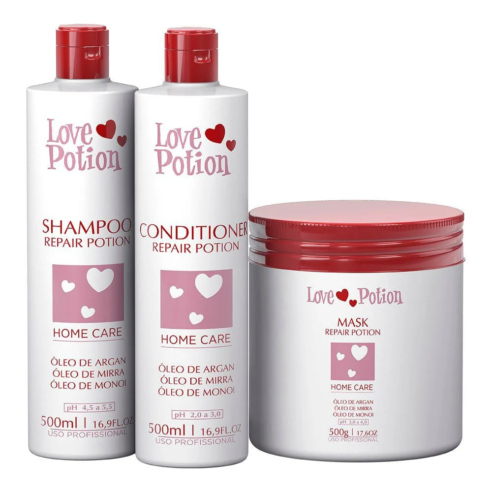 HOME CARE REPAIR POTION KIT CHAMPU + MASCARA + ACONDIONADOR 500ML - LOVE POTION