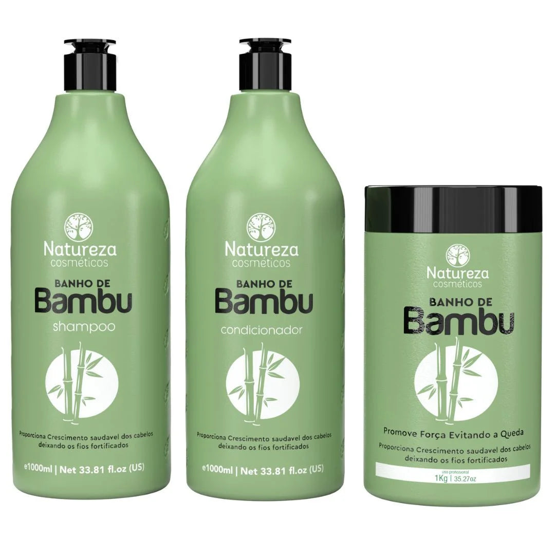 PACK BANHO DE BAMBU KIT CHAMPU + MASCARA + ACONDICIONADOR 1000ML - NATUREZA